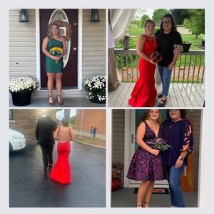 Three dresses two sherri hill one Terani Couture